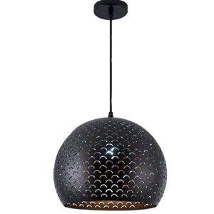 Lámpara colgante negra con dorado circulo corte laser