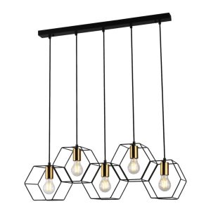 Lámpara led colgante 5 luces, 5 hexágonos