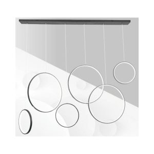 Lámpara led colgante 6 aros negros 110w