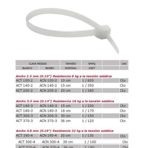 Cincho plástico blanco marca Anclo