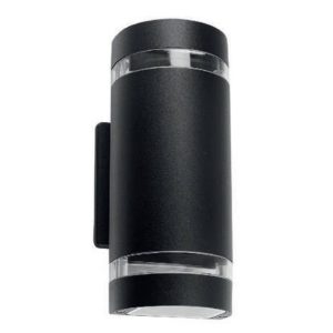 Lámpara para pared doble aro. medio cilindro. Negra