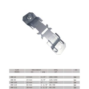 Abrazadera para tubo Conduit EMT galvanizada con rosca integral Anclo