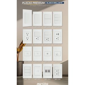 Placas, interruptores y accesorios Arlite línea Premium color Gris metalico cepillado