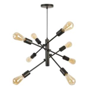 Lámpara colgante para techo 8 soquet negra
