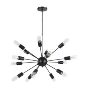 Lámapara colgante para techo 10 soquet negra