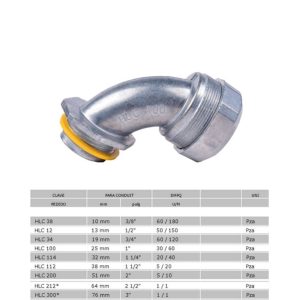 Conector curvo para tubo Licuatite galvanizado Anclo