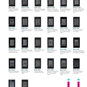 Placas, interruptores y accesorios lucek línea Cristal color Negro.