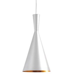 Campana blanca, interior anodizado dorado, base metalica, cable blanco 1xE26