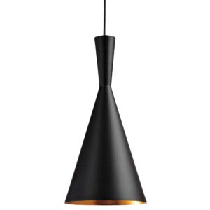 Campana negra, interior anodizado dorado, base metalica, cable negro 1xE26