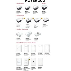 Placas, interruptores y accesorios línea Royer100 blanco