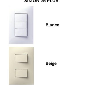 Placas, interruptores y accesorios línea Simon25 plus blanco y marfil