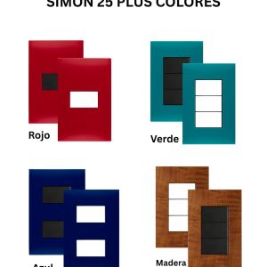 Placas, interruptores y accesorios línea Simon25 colores